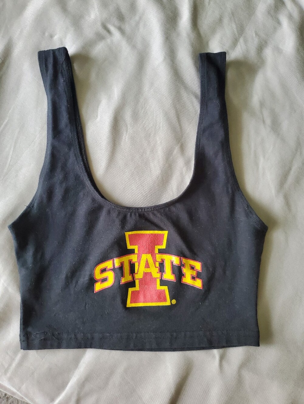 Iowa State Black Cropped Tank Top